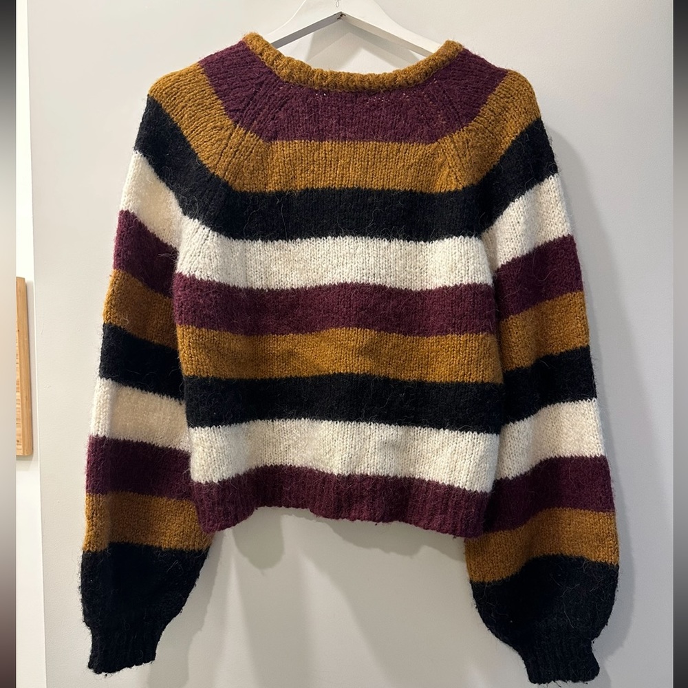JOIE Izzie Striped Balloon Sleeve Sweater